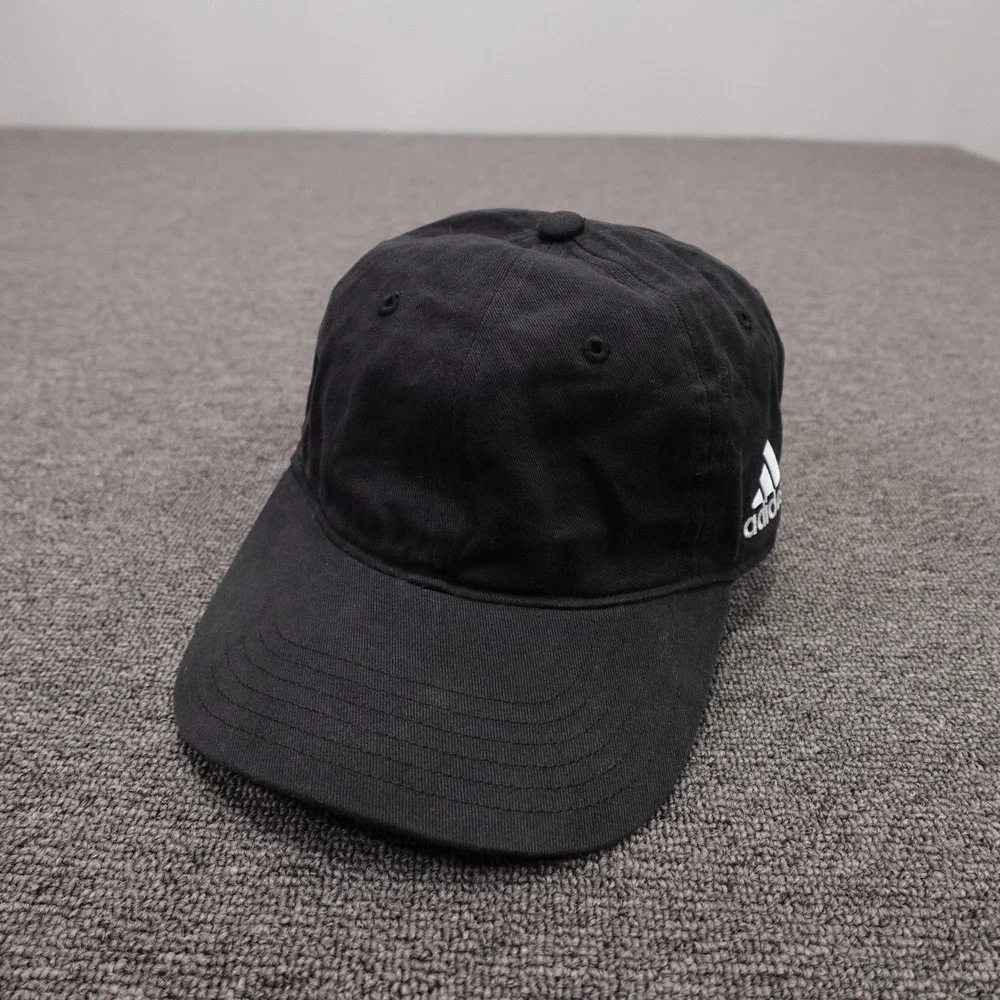 Adidas Hat Cap Strap Back Mens One Size Black Twill Baseball Sports Logo